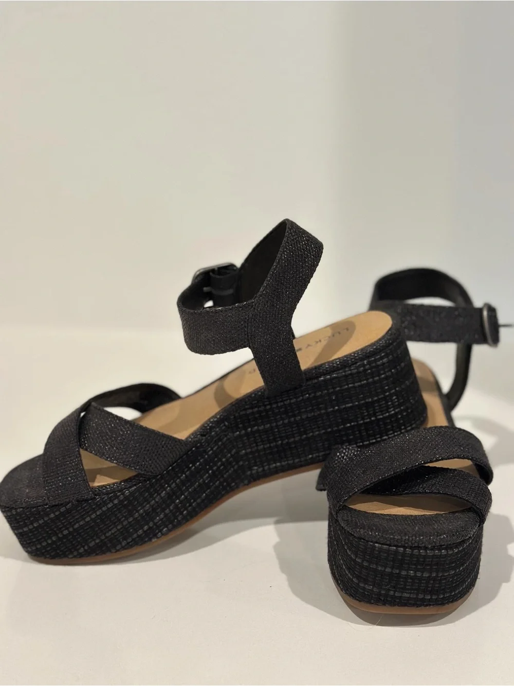 Lucky Brand Women's Bikaro Espadrille Wedge Sandals NWOT, black, 8.5m